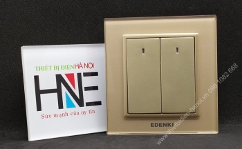 Công tắc đôi một chiều có đèn Led và mặt kính ngọc trai