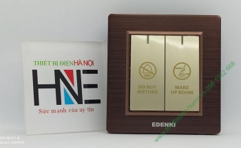 Công tắc và đèn hiển thị dọn phòng kết hợp mặt nhôm nâu đỏ Edenki Luxury