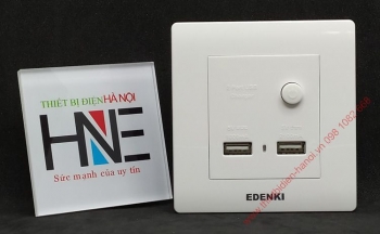Bộ ổ cắm đôi USB khối vuông mầu trắng