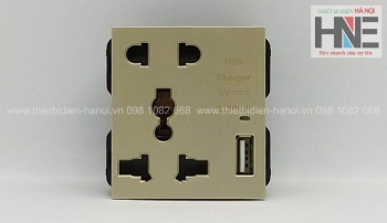 Hạt ổ cắm đôi 3 chấu và 1 đầu USB