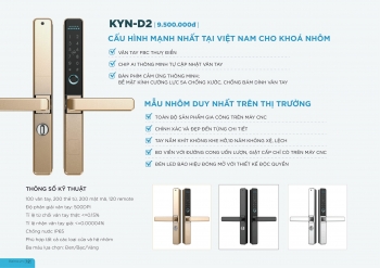 Khóa cửa điện tử KEINO KYN-D2 với chip thông minh dùng cho cửa nhôm