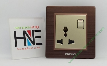 Bộ ổ cắm đa năng và mặt vuông nhôm nâu đỏ Edenki Luxury