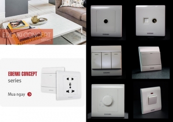 Báo giá công Tắc và Ổ Cắm Điện Edenki Concept mặt nhựa vuông mầu trắng