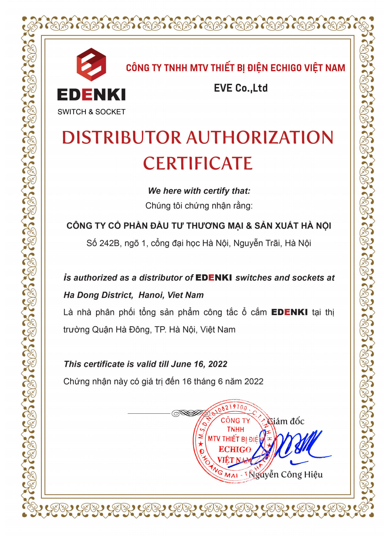 đại lý thiết bị điện edenki